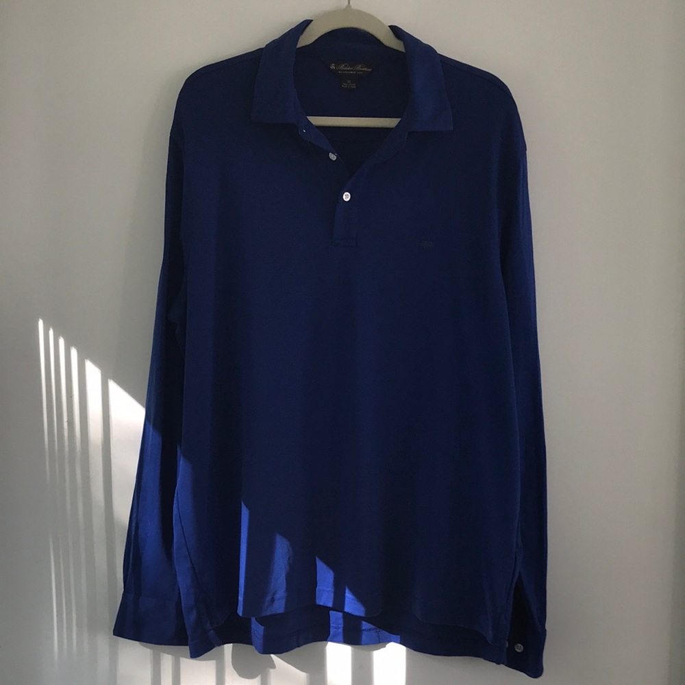Brooks Brothers Men's Long-Sleeve Polo Shirt - Royal Blue *Flaw* Pinhole XL